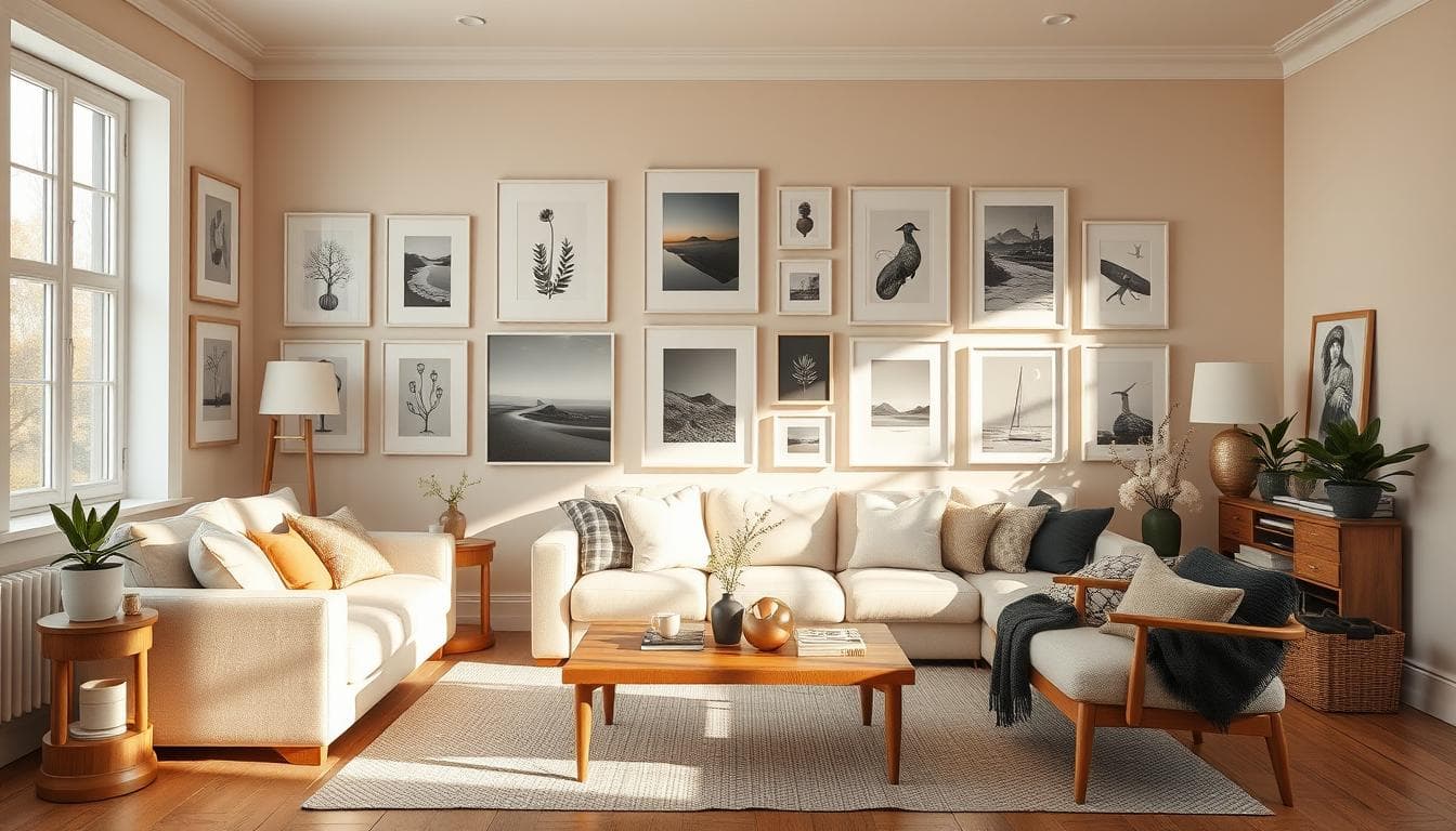 Постерная стена в скандинавском интерьере